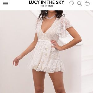 Lucy in the Sky: Liza Wrap Dress - Medium L53507 white w/ cream slip.